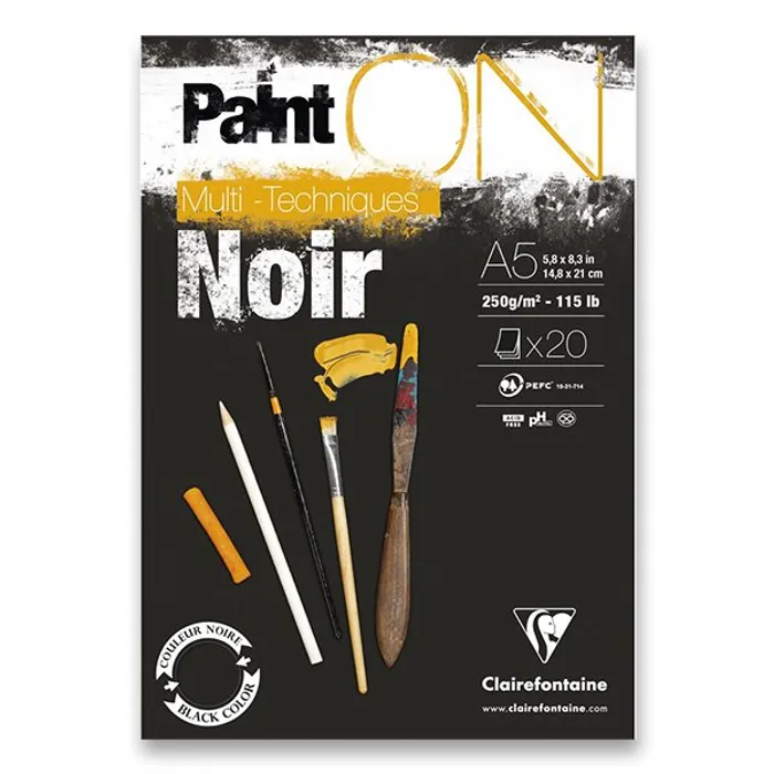 Termék főképe Blok Clairefontaine Paint on Black A5, 20 listů, 250 g