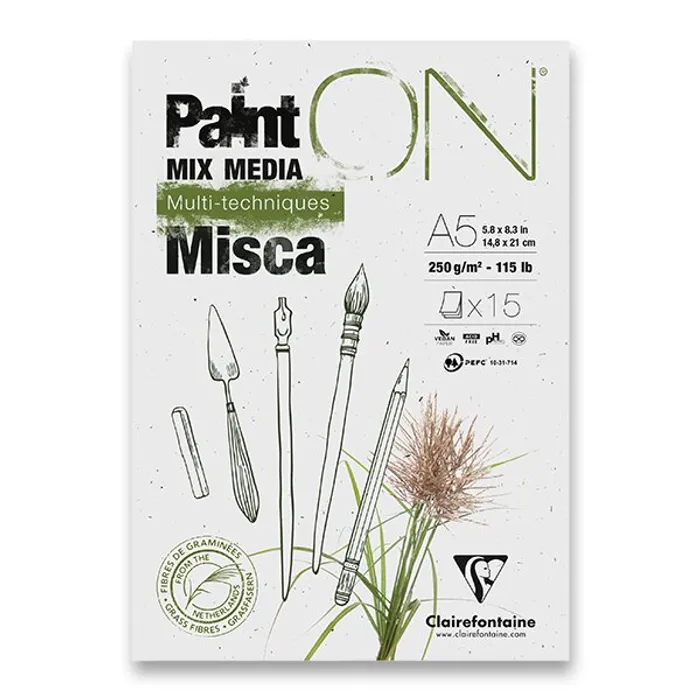 Termék főképe Blok Clairefontaine Paint On Misca A5, 25 listů, 250 g