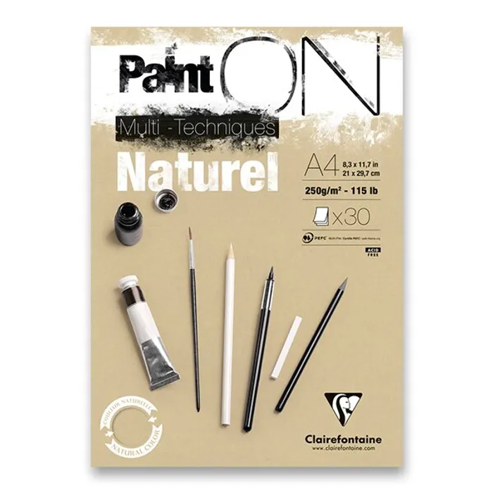 Termék főképe Blok Clairefontaine Paint on Natural A4, 30 listů, 250 g