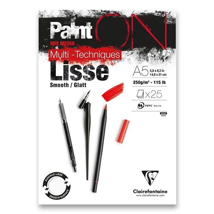 Termék főképe Blok Clairefontaine Paint on Smooth A5, 25 listů, 250 g