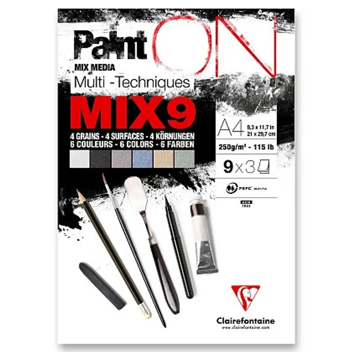 Termék főképe Blok Clairefontaine Paint'ON Mix9 - A4, 27 listů, 250 g