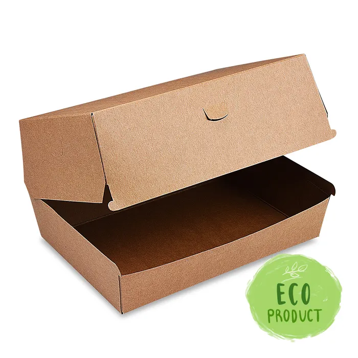 Termék főképe Box na hamburger PLUS, 19,5 x 13,5 x 10 cm, hnědý, nepromastitelný [50 ks]