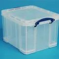 Következő termékkép Box na skladování závěsných složek a pořadačů, plastový, s víkem, 35 l, průhledný, REALLY