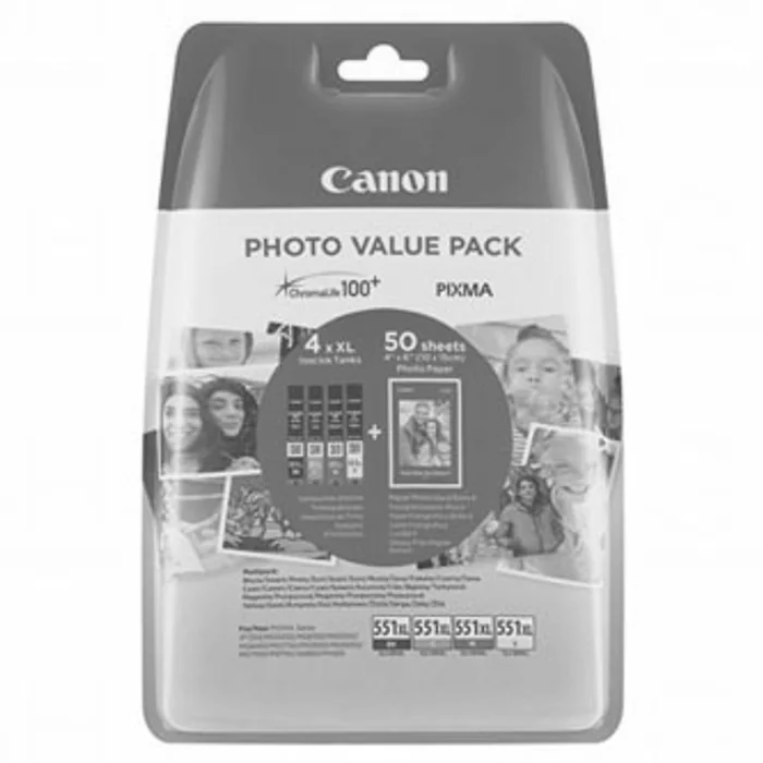 Termék főképe Canon originální ink CLI-551XL C/M/Y/BK Photo Paper Value Pack, CMYK, blistr, 6443B006, C