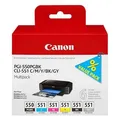 Canon eredeti tinta PGI-550/CLI-551PGBK/C/M/Y/BK/GY gyűjtőcsomag, fekete/színes, 6496B005, Ca