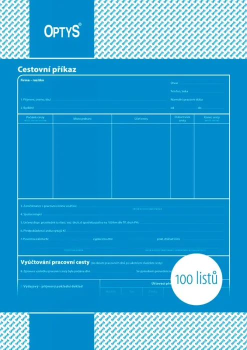 Termék főképe Cestovní příkaz, A4, 100 listů 1050