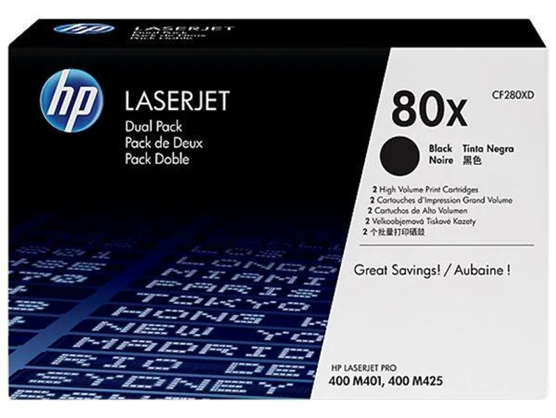 Termék főképe CF280XD Toner pro LaserJet Pro 400 M401 série, M425 tiskárny, HP černá, 2*6,9k