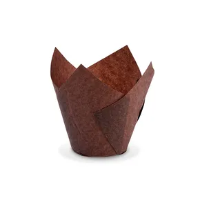Tulipános muffin kapszli (PAP) barna átmérő 50 x 85 mm / 16 x 16 cm [100 db]