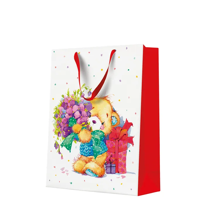 Termék főképe Dárková taška big - Teddy Bear with Flowers 30x12x41 cm