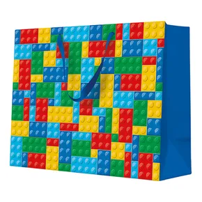 Ajándéktáska fekvő - Colorful Bricks 33,5x13x26,5 cm