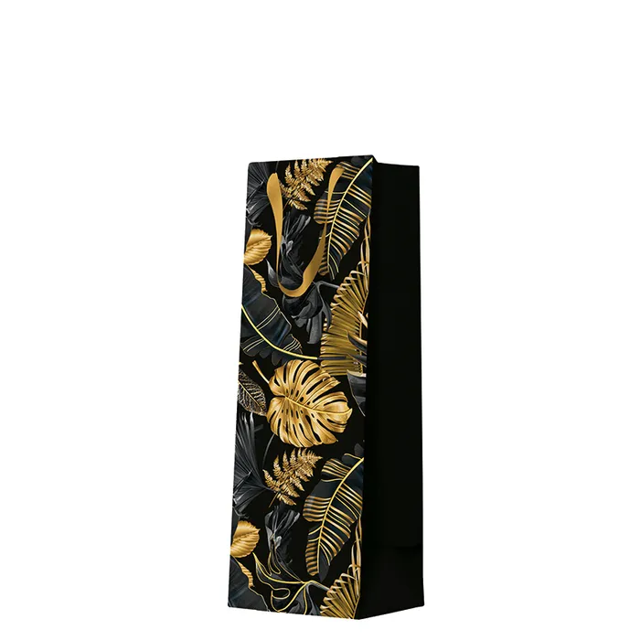 Termék főképe Dárková taška premium na láhev - Gold Leaves 12x10x37 cm