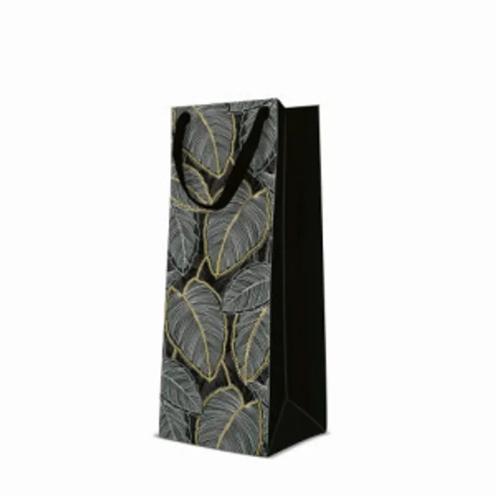 Termék főképe Dárková taška premium na láhev - Jungle Leaves 12x10x37 cm