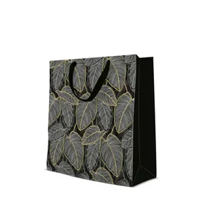 Ajándéktáska prémium nagy - Jungle Leaves 26,5x13x33,5 cm