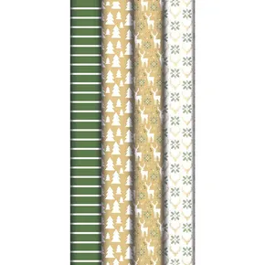 Ajándékcsomagoló papír Kraft Lovely Home Green 2 x 0,7 m, motívumok keveréke