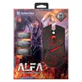 Defender Mouse Alfa GM-703L, 3200DPI, optikai, 6tl., 1 kerék, vezetékes USB, fekete, játék,