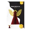 Anděl dekorace (2 ks), papír + PET, závěsné, 10 cm, barva bordó/zlatá
