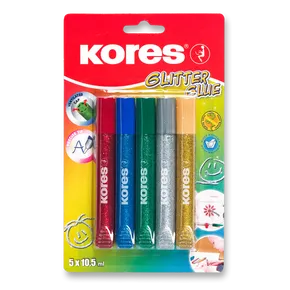 Dekoratív ragasztó Kores Glitter Glue 5 x 10,5 ml, metál színek