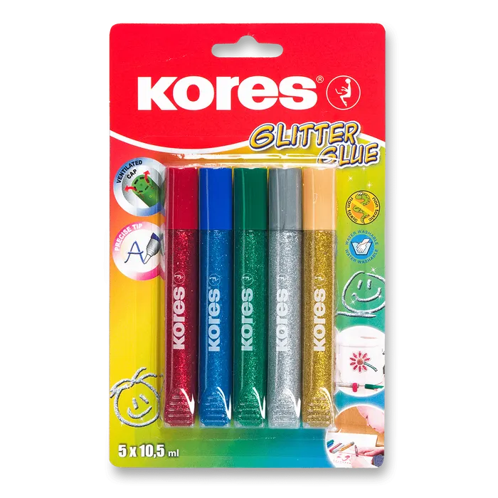 Termék főképe Dekorační lepidlo Kores Glitter Glue 5 x 10,5 ml, metalické barvy