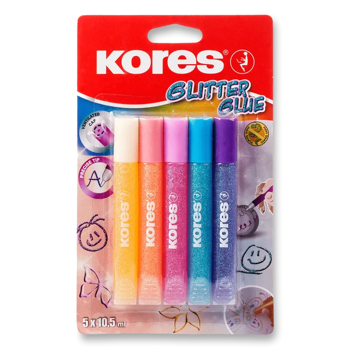 Termék főképe Dekorační lepidlo Kores Glitter Glue 5 x 10,5 ml, pastelové barvy