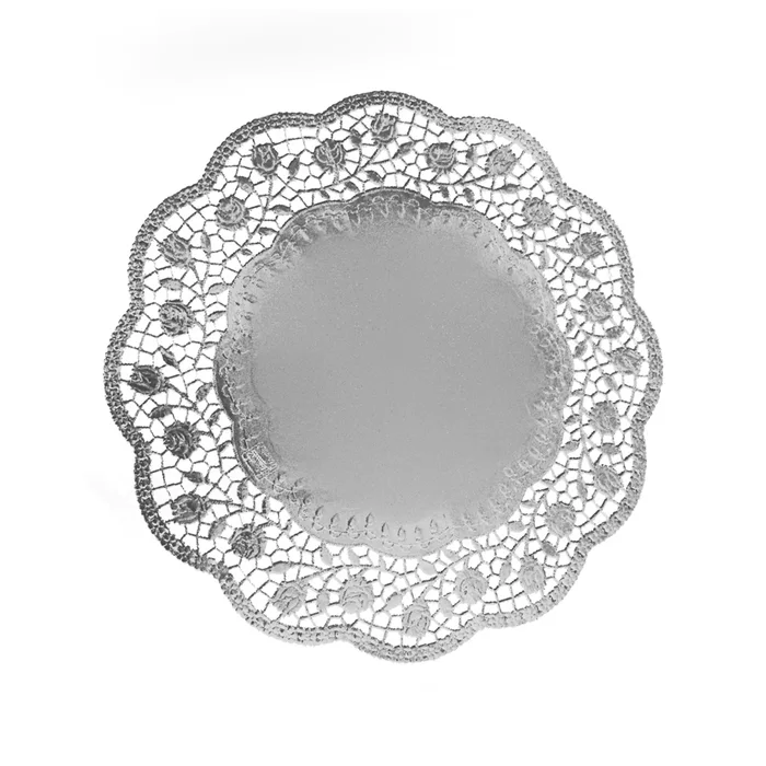 Termék főképe Dekorativní krajky kulaté, stříbrné průměr 30 cm [4 ks]