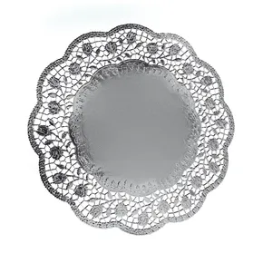 Tortacsipke (PAP/ALU) kerek ezüst átmérő 36cm [4 db]