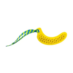 Fogászati ??játék banán natúr gumi kölyökkutyáknak szövetbojttal 12 cm HipHop
