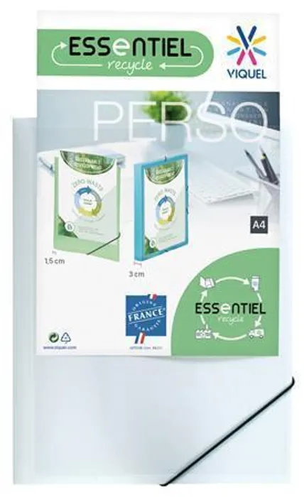 Termék főképe Desky s gumičkou "Standard", bílé, s průhlednou přední kapsou, PP, 15 mm, A4, VIQUEL