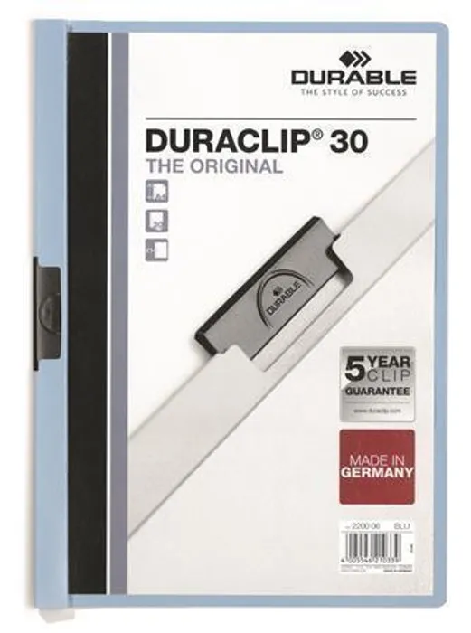Termék főképe Desky s rychlovazačem "DURACLIP® 30", modrá, s klipem, A4, DURABLE