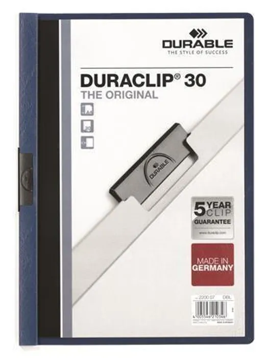 Termék főképe Desky s rychlovazačem "DURACLIP® 30", tmavě modrá, s klipem, A4, DURABLE