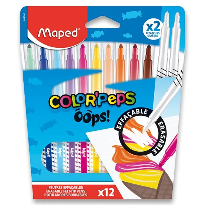 Termék főképe Dětské fixy Maped Color'Peps Oops sada 12 barev + 2 zmizíky