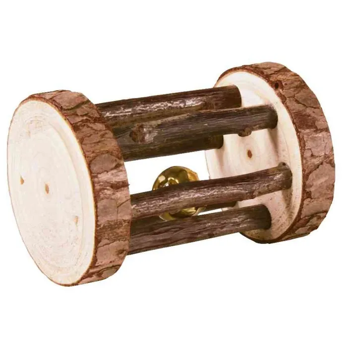 Termék főképe Dřevěný váleček s rolničkou pro moračata a králíky, dřevo s kůrou, o 5 × 7 cm