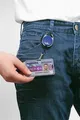 Style névtábla tartó, sötétkék, visszahúzható, karabineres, TARTÓS