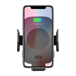 Mobiltelefon tartó az autóban, vezeték nélküli töltéssel, motortartóval, mozgásérzékelővel, Qi, fekete