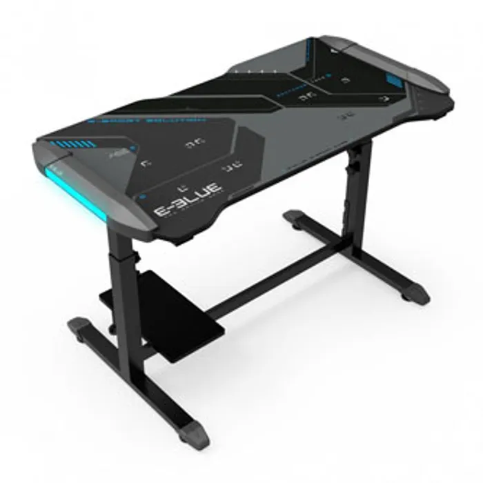 Termék főképe E-Blue Herní stůl EGT574BK, 113cm x 59,5cm, 74-86,8cm, podsvícený, nastavitelná výška
