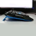 E-BLUE Polygon, billentyűzet US, játék, cseppálló típusú vezetékes (USB), fekete