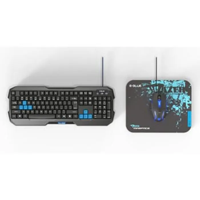 Termék főképe E-BLUE Polygon, Sada klávesnice s myší Cobra II, US, herní, a podložkou Mazer Marface S t