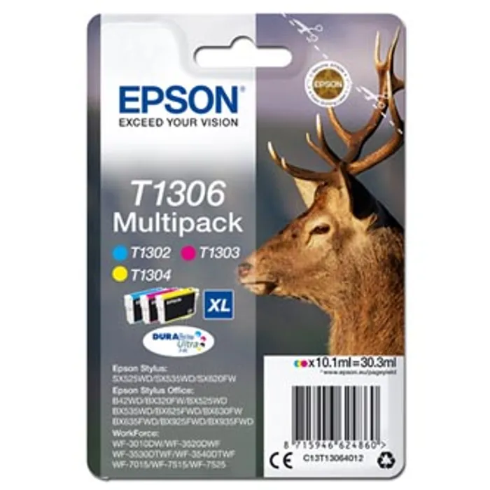Termék főképe Epson originální ink C13T13064012, T1306, cyan/magenta/yellow, 30,3ml, Epson Stylus Offic