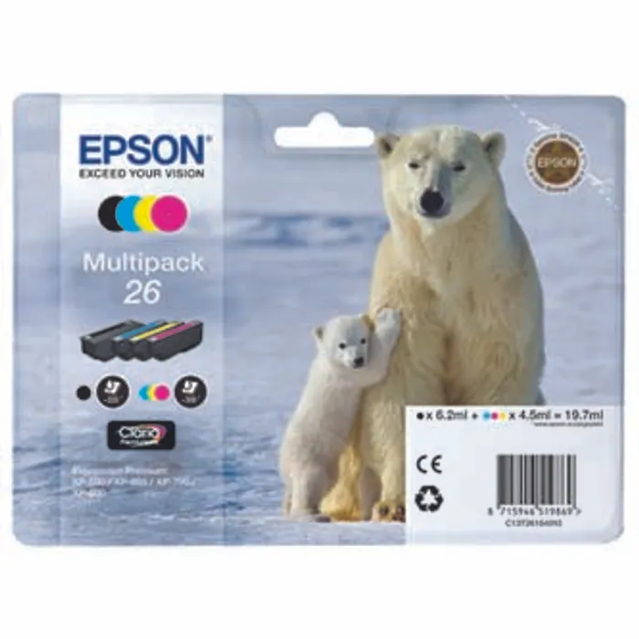Termék főképe Epson originální ink C13T26164010, T261640, CMYK, 3x4,5/6,2ml, Epson Expression Premium X