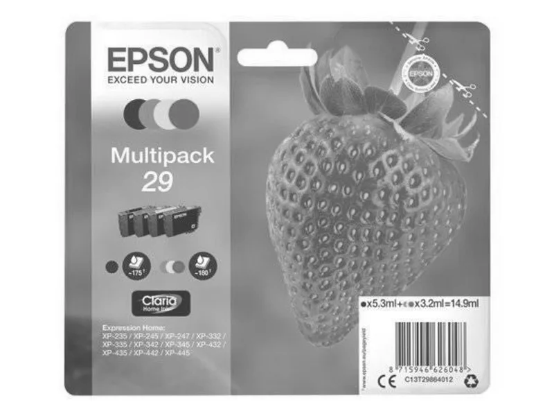 Termék főképe Epson originální ink C13T29864012, T29, CMYK, 5,3/3x3,2ml, Epson Expression Home XP-235,X