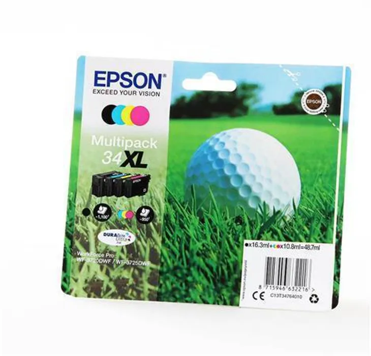 Termék főképe Epson originální ink C13T34764010, T347640, CMYK, 48.7ml, Epson WF-3720DWF, 3725DWF