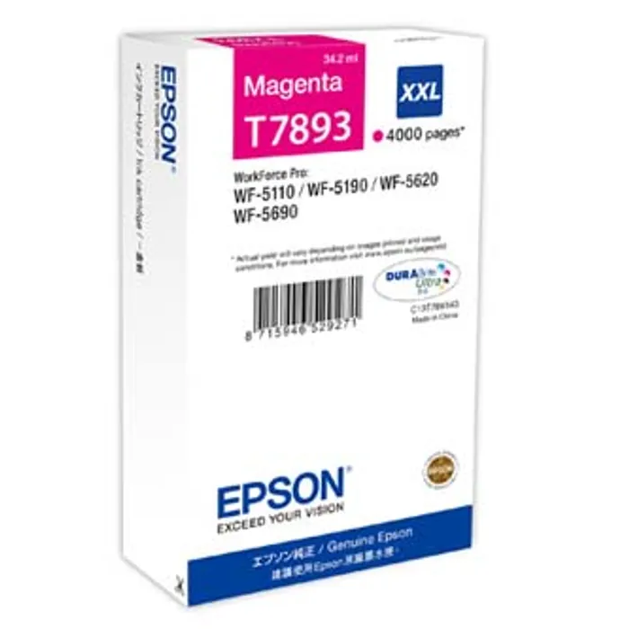 Termék főképe Epson originální ink C13T789340, T789, XXL, magenta, 4000str., 34ml, 1ks, Epson WorkForce