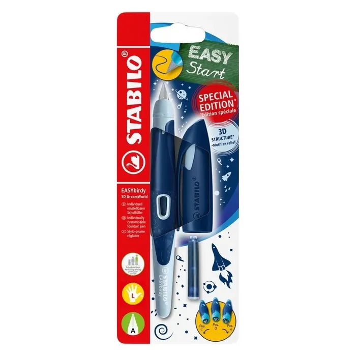 Termék főképe Ergonomické plnicí pero pro leváky s hrotem A - STABILO EASYbirdy 3D DreamWorld, modrá