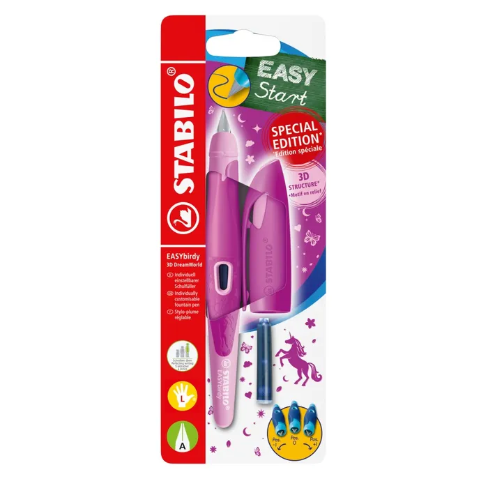 Termék főképe Ergonomické plnicí pero pro leváky s hrotem A - STABILO EASYbirdy 3D DreamWorld, růžová