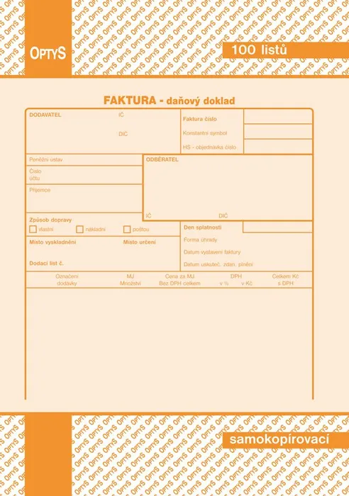 Termék főképe Faktura A5, samopropisovací, 100 listů 1072