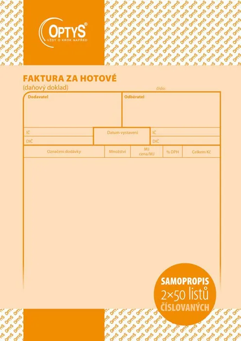 Termék főképe Faktura za hotové A5, samopropisovací, číslovaná, 2 x 50 listů 1073