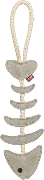 Termék főképe FishBone - rybí kost na laně, 43 cm, hračka pro psy, 100% pravá kůže/lano, šedá