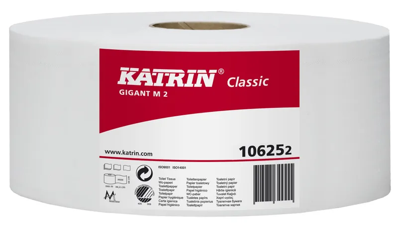 Termék főképe Toaletní papír JUMBO Katrin Classic Gigant M 2-vrstvý 22 cm, 180 m bílý [1 ks]