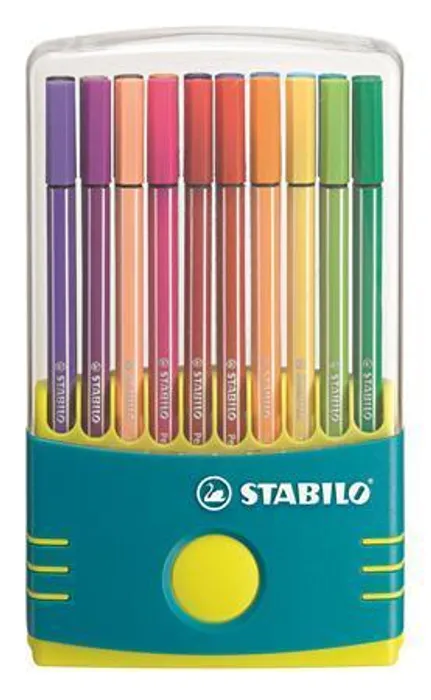 Termék főképe Fixy "Pen 68 ColorParade", 20 různých barev, sada, 1 mm, tyrkysové, plastové pouzdro, STAB