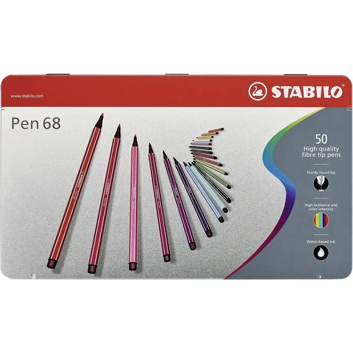 Termék főképe Fixy STABILO Pen 68 50 ks (46 barev) v plechovém pouzdru