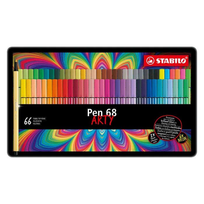 Termék főképe Fixy STABILO Pen 68 ARTY 66 ks v plechovém pouzdru